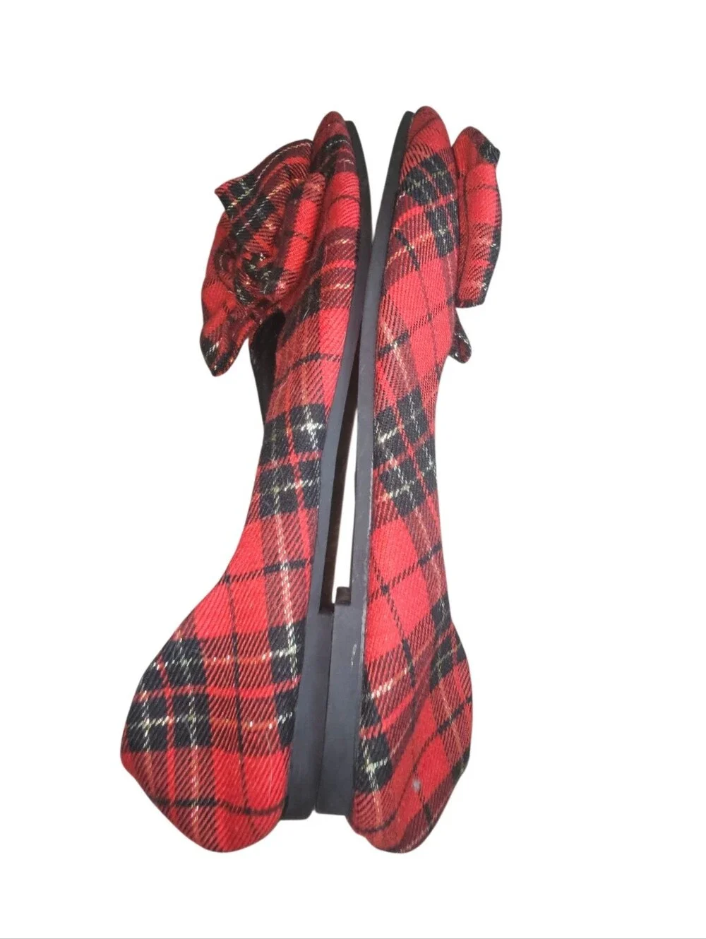 💰Red Plaid Bow Pointed Toe Women's Flats